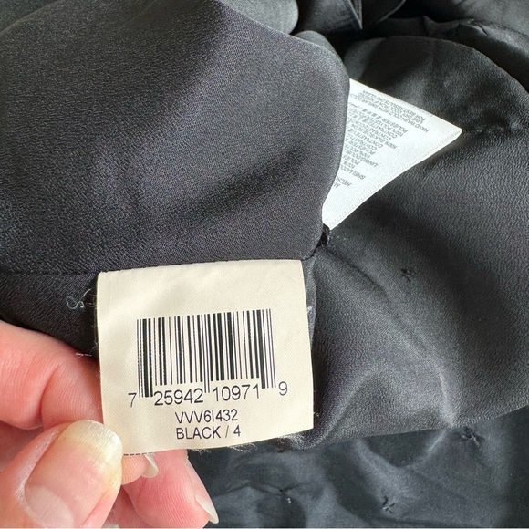 BCBG MAX AZRIA Soft-Shell Sheer ONE-SHOULDER TAFFETA DRESS Floral Hem - Black - Picture 13 of 14